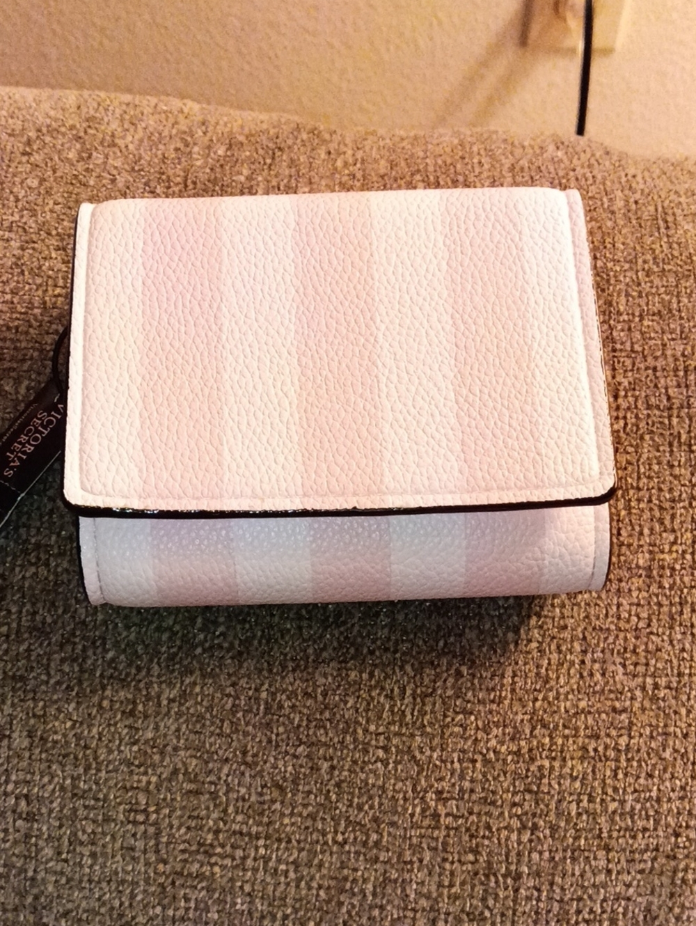 Victoria's Secret Light Pink and White Striped Fold Wallet